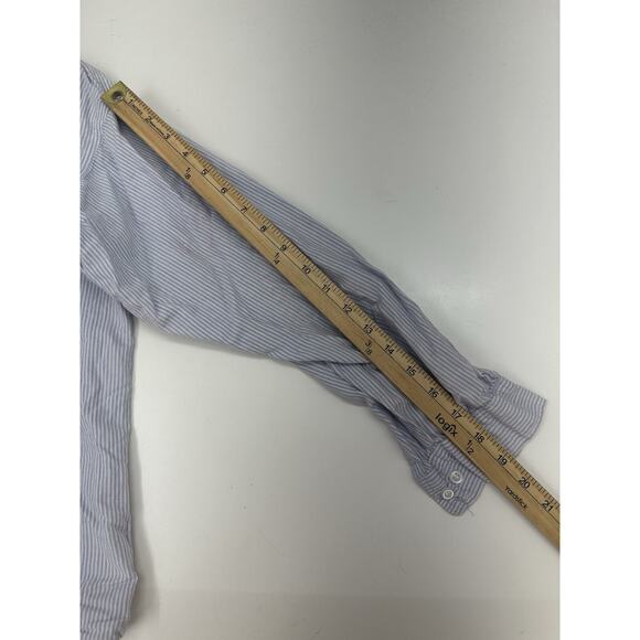 New York Aspects Womens Shirt Size Medium Blue Striped Button Up Long Sleeve VTG - Picture 9 of 13